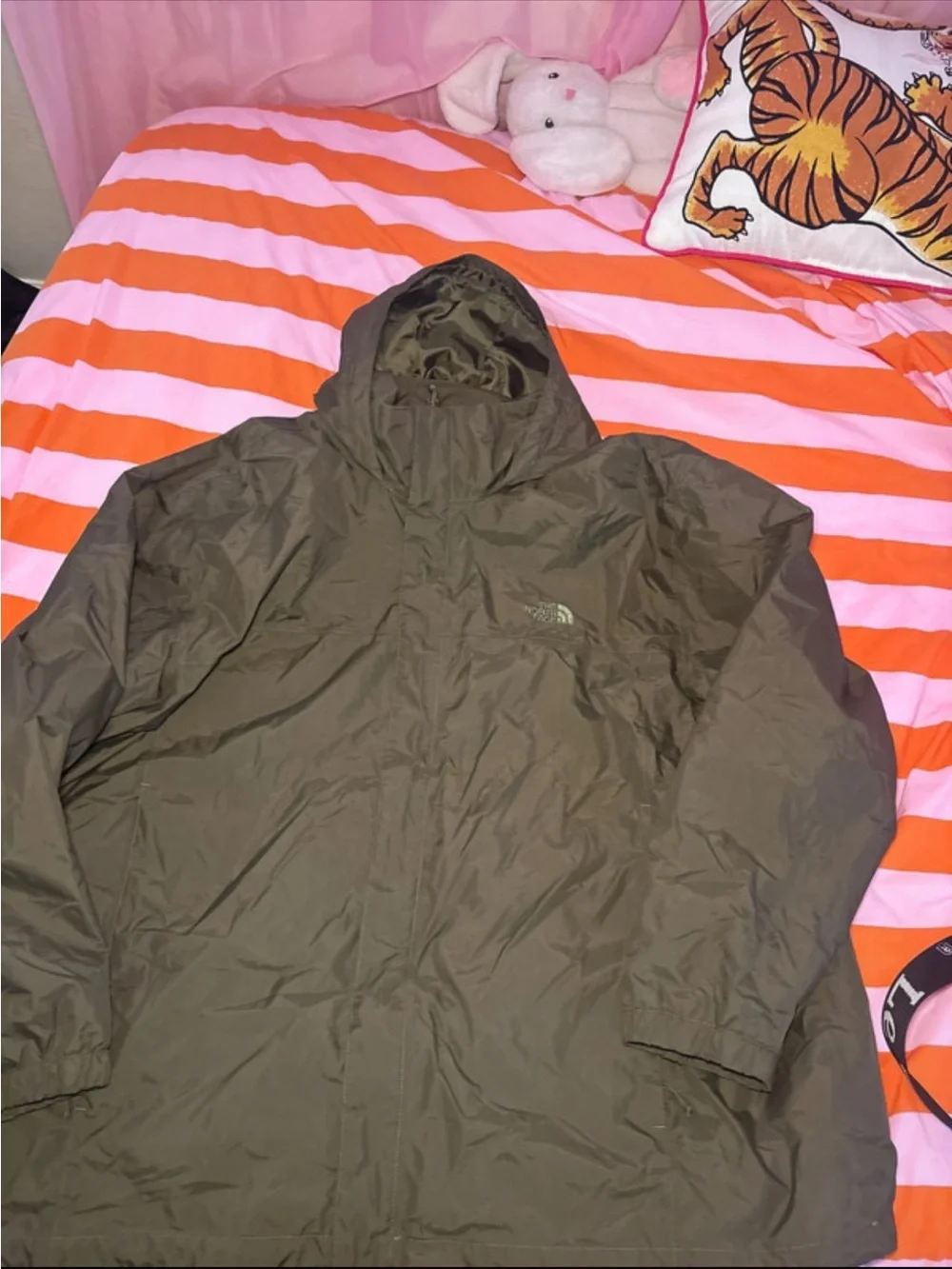 The North Face Olive Green Hooded Raincoat